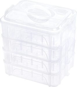 Opbergbox borduurgaren – 4-laags stapelbare organizer – transparante klossen opbergbox – 80 klossen naaien en borduren