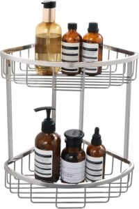 Doucheplank hoekmodel van RVS – Douchemand badkamer organizer – Wandmontage hoekrek – Dubbele laag 35×27,5 cm