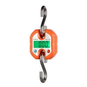 Digitale kofferweegschaal met haak – Bagageweegschaal reis en keuken gebruik – Precisie weegschaal 0-150 kg – Oranje compact model