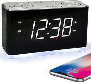 Wekkerradio met dimmerbediening – Slaap- en radiotimer – Back-up batterij – Compact digitaal display voor nachtkastje