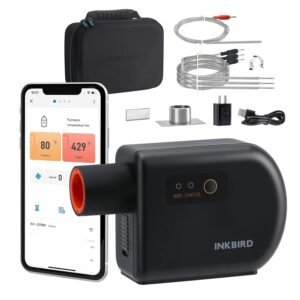 BBQ Temperatuurregelaar WiFi Bluetooth – Draadloze Rokerthermometer met 4 Probes – Barbecue Temperatuursensor voor Slow Cooking – Kamado en Houtskoolgrill Compatibel