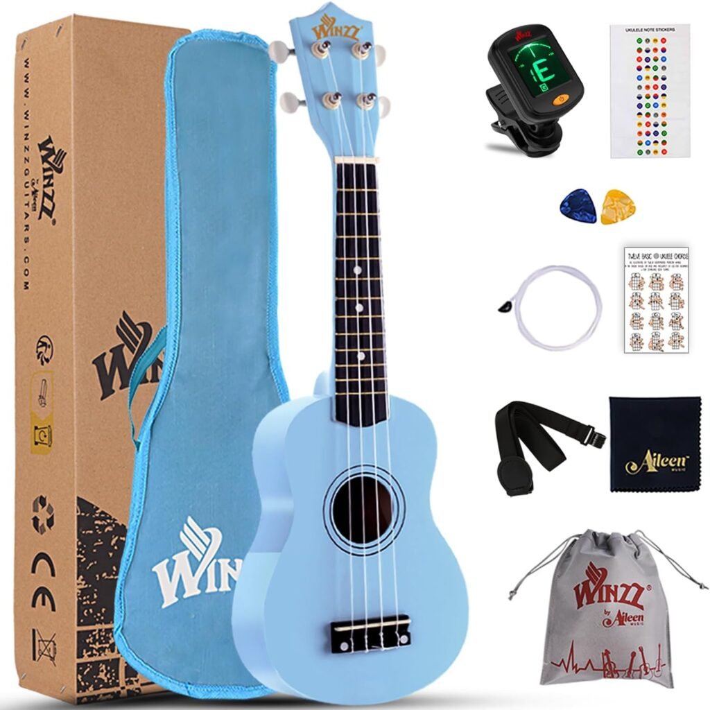 Sopraan ukulele starterset 21 inch blauw met draagtas tuner snaren en accessoires beginnerspakket muziek instrument ukulele set