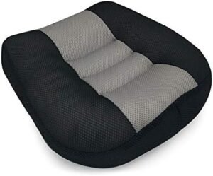 Zitkussen auto verhoogd 12 cm – Verhoogd autostoelkussen ergonomisch comfort – Ademend net kussen bureau en rolstoel – Universeel grijs zitverhoger volwassenen