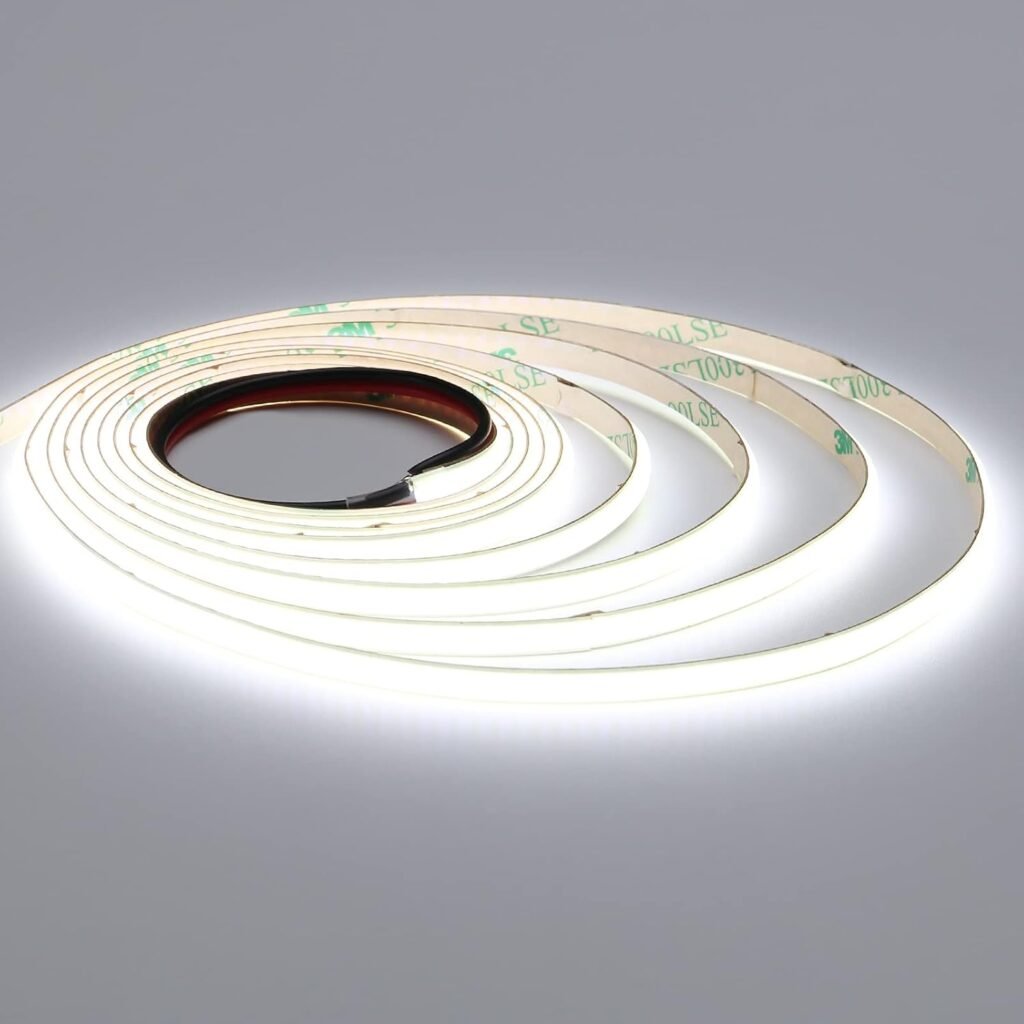 COB LED strip 12V 5 meter koud wit 6000K waterdicht en flexibel voor binnen- en buitenverlichting met CRI 90+