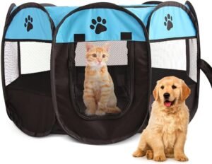 Opvouwbare hondenren – waterdichte kattenren – binnen en buiten gebruik – 74x74x43 cm blauw