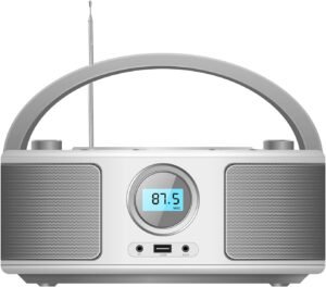 Draagbare CD speler boombox – MP3 en USB muziekspeler – FM radio met presets – compact stereo systeem met AUX en hoofdtelefoon aansluiting