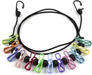 Uittrekbare kledinglijn met kledingclips ruimtebesparend ontwerp voor binnen en buiten inclusief 12 clips drooglijn wasgoed
