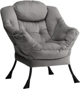 Relaxfauteuil velvet donkergrijs – loungestoel met armleuningen – accentstoel woonkamer slaapkamer – stalen frame designstoel