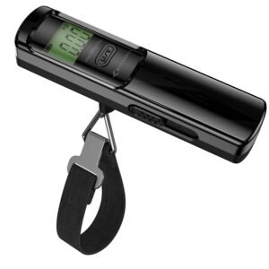 Digitale Bagageweegschaal Tot 50 kg – Kofferweegschaal met LCD Scherm en Achtergrondverlichting – Compacte Handweegschaal voor Reizen – Automatische Uitschakeling Zwart