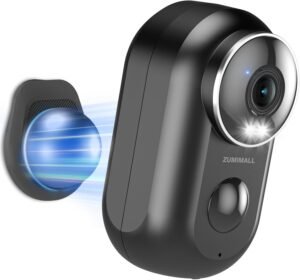 2K draadloze beveiligingscamera met batterij, WiFi, kleur nachtzicht en AI detectie voor binnen en buitengebruik