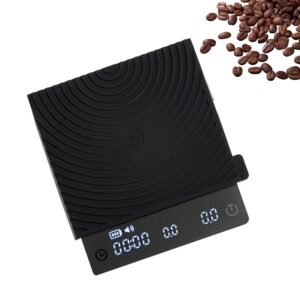 Espresso Weegschaal met Flow Functie – Digitale Koffieweegschaal met Timer – Hittebestendige Siliconen Mat – 2000 g Capaciteit en 0,1 g Nauwkeurigheid