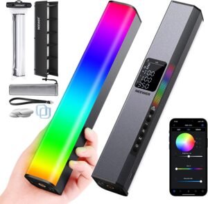 LED Videolamp RGB Lichtstaaf – Touch Bar & App Besturing – Magnetische RGB Handlamp – 3200K-5600K CRI98+ – Full Colour LED Licht met 6400mAh Batterij – LED Lichtbalk met 17 Lichtscènes