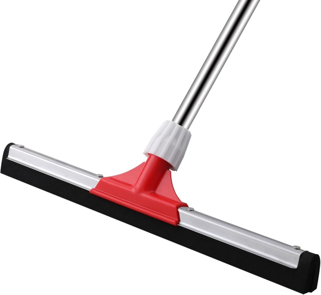 Vloertrekker 43 cm met dubbele rubberen lip en handvat voor water verwijderen en snelle vloerreiniging in badkamer, keuken en garage.