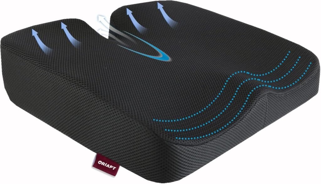 Memory foam zitkussen voor staartbeen – dik ergonomisch drukverlagend kussen voor bureaustoel, gamingstoel, auto en rolstoel – verhoogd zitcomfort