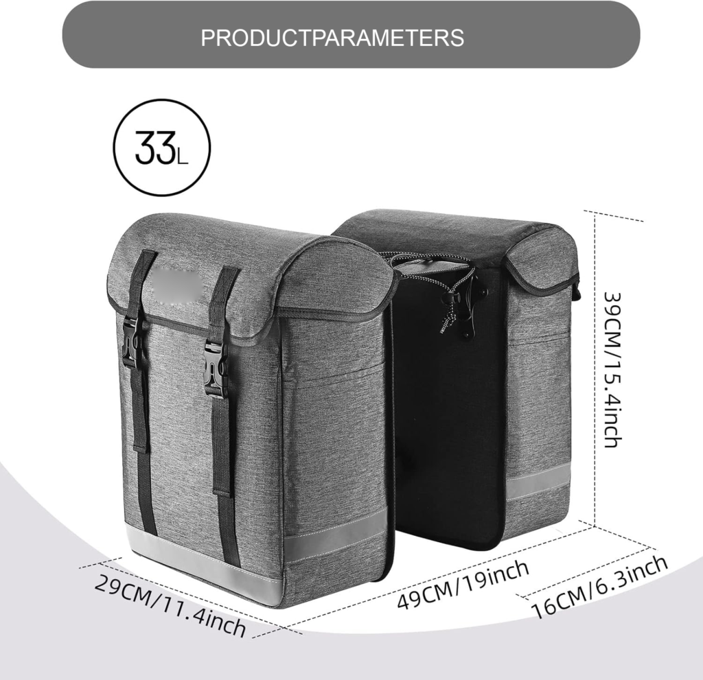 Dubbele waterdichte fietstas voor bagagedrager 30 liter scheurbestendig achterop fiets regenbestendige pannier bag