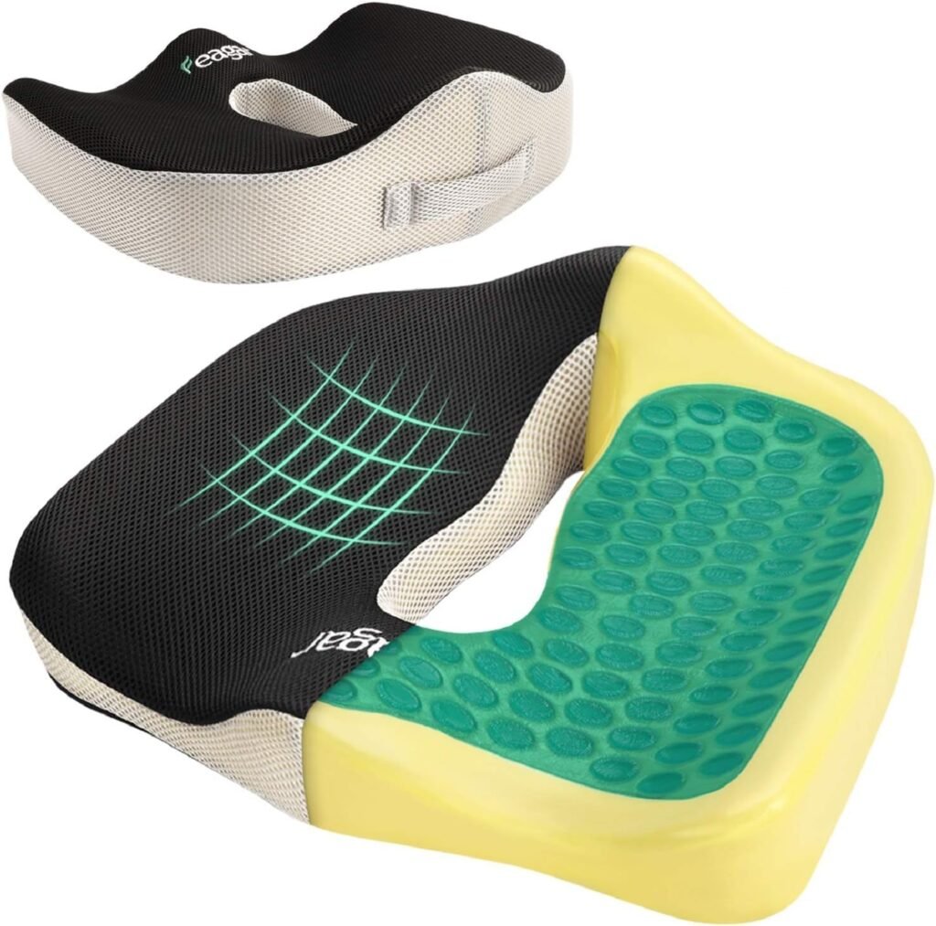 Gel memory foam zitkussen voor autostoel en bureaustoel orthopedisch comfortkussen zwart wit