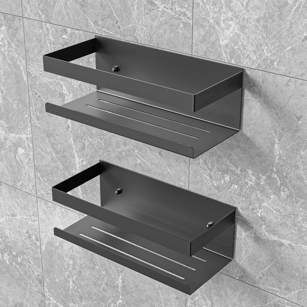 Douchemand Zonder Boren Zwart - Zelfklevend RVS Douche Rek voor Badkamer en Keuken - 2 Stuks