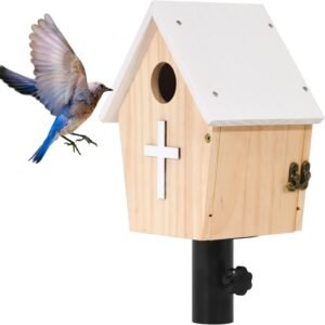 Vogelhuis Kerkstijl – Houten Nestkast met Kijkvenster – Tuinvogelhuis met Ophangsysteem – Roofdierbestendige Vogelwoning voor Zwaluw en Winterkoning