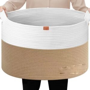 XXXL opbergmand katoen gevlochten touw – wasmand en speelgoed opberger – jute look woonmand – 55×35 cm