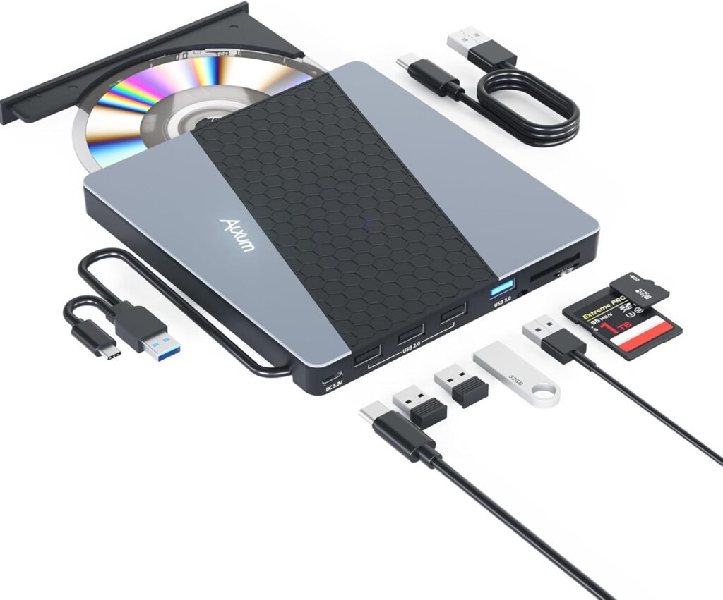 compact SEO geoptimaliseerde externe dvd speler laptop USB 3.0 Type-C CD DVD brander met SD TF slot en USB poorten compatibel Windows Linux Vista