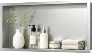 RVS douche nis opbergvak – Douche wand opbergvak badkamer – Geborsteld roestvrij staal – 60x30x10 cm wandmontage