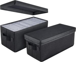 CD Opbergdoos Set 2 Stuks – CD Bewaardoos met Deksel – Stofbestendige Opbergbox voor CD Collectie – Capaciteit tot 165 CD Sleeves Zwart