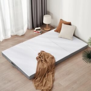 Opvouwbare futonmatras – Japanse vloermatras slaapmat – Gastbed en camping matras – 90×190 cm grijs