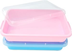 Zandbak met deksel voor kinderen – Sensory bin speelgoed zand en water – Plastic speelbak voor binnen en buiten – Set van 2