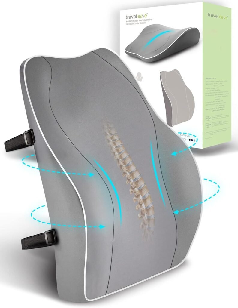 ergonomisch traagschuim rugkussen met lendesteun voor bureaustoel auto en gaming stoel grijs