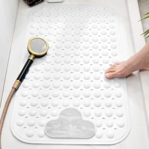 Douchemat Antislip met Zuignappen – Badmat voor Douche en Bad – Massageborstels en Machinewasbaar – 70×40 cm Wit