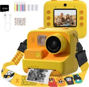 Kindercamera instant print 48MP – Digitale speelgoedcamera selfie – Zero ink print 1080p video – 32GB TF kaart 3-12 jaar