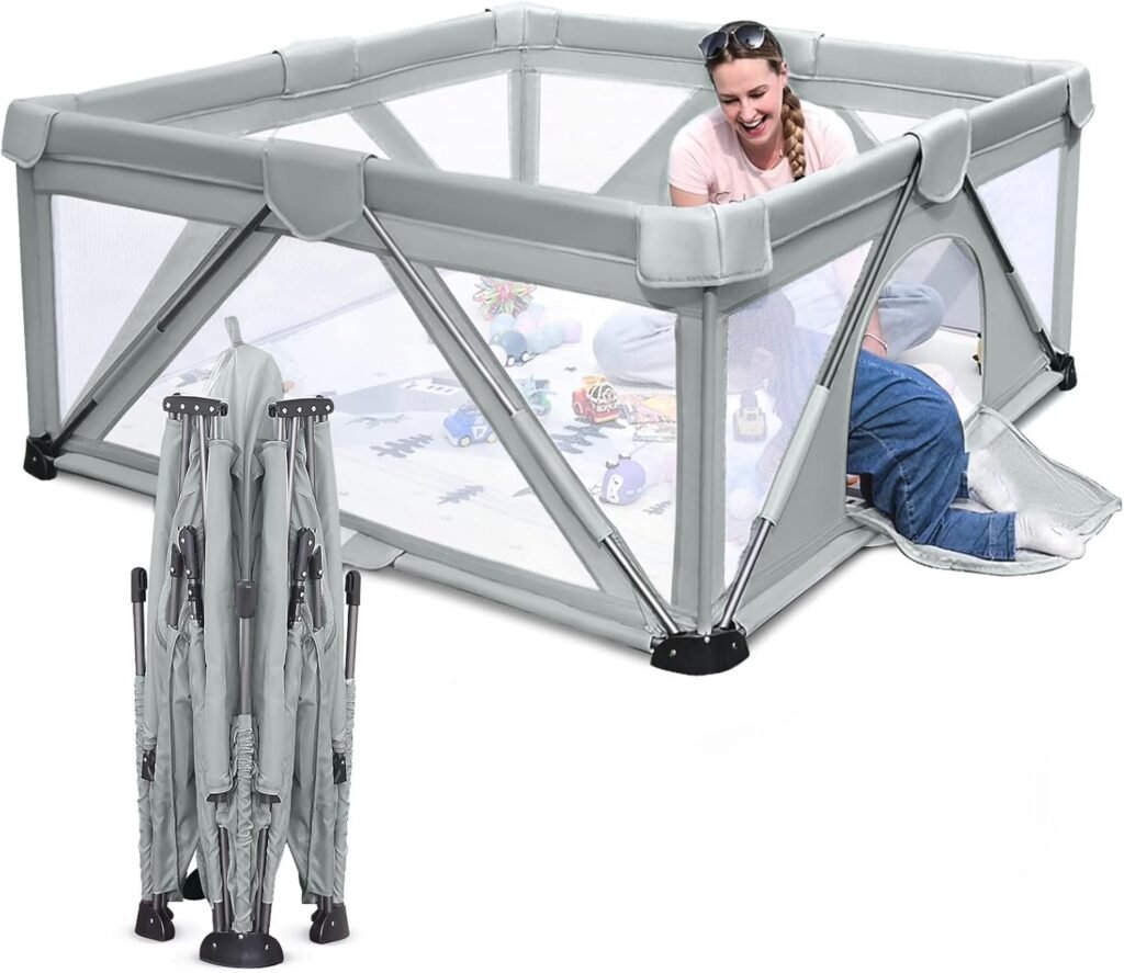 Opvouwbaar baby speelhekje 120x160 cm draagbaar speelgebied met omheining voor binnen en buiten gebruik