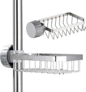 Glazen wandplank 8mm – Douche plank badkamer opbergrek – Mat zwarte glashouders wandmontage – 35 cm