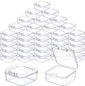 Opbergdoosjes set met deksel – Mini opbergbox organizer voor sieraden en hobby – Transparante kunststof kralendoos voor kleine accessoires – 24 stuks 6,5 x 6,5 x 2 cm