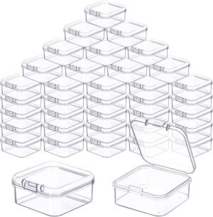 Opbergdoosjes set met deksel 24 stuks transparant plastic mini opbergbox organizer voor sieraden en hobby accessoires 6,5 x 6,5 x 2 cm