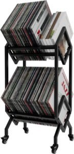 LP platenrek met wieltjes – Vinyl platenopslag en display – Verplaatsbaar opbergrek – Boeken en kantoorbestanden organizer
