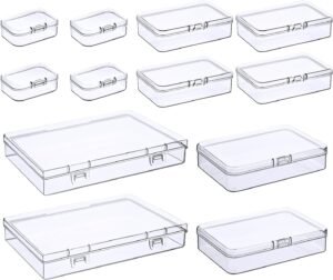 Opbergboxen set met deksel – transparante plastic opbergdozen hobby en knutsel – kralen en sieraden organizer – 12 stuks 4 formaten