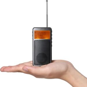 Draagbare FM radio mini pocket radio BT 5.3 – MP3 speler en alarmklok – oplaadbare batterij Type-C – grijs
