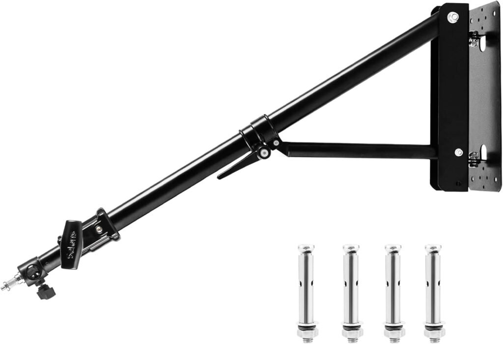 Driehoekige muurbeugel met uitschuifbare arm 130 cm 180 graden draaibaar voor camera en studio verlichting wandmontage fotografie apparatuur