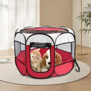 Opvouwbare dierenren waterdichte omheining – Huisdier ren binnen buiten – Honden katten speelren – 73x73x43 cm rood