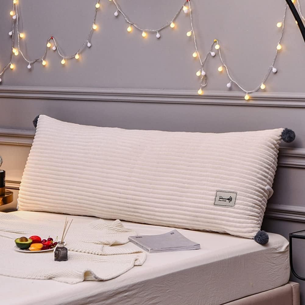 Rugsteun kussen beige met antislipbanden en afneembare hoes 80x45 cm ergonomisch leeskussen voor bed en sofa met fixatiebanden