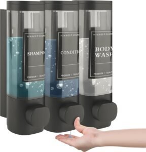 Wandzeepdispenser – Vloeibare zeep en douchegel dispenser voor badkamer en keuken – Wandmontage model – Grijs 400 ml