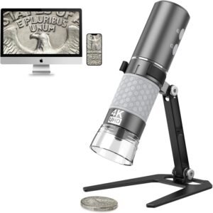 4K WiFi digitale microscoop met metalen standaard draadloze handmicroscoop camera met 3840x2160p vergroting compatibel met iPhone Android Windows en Mac
