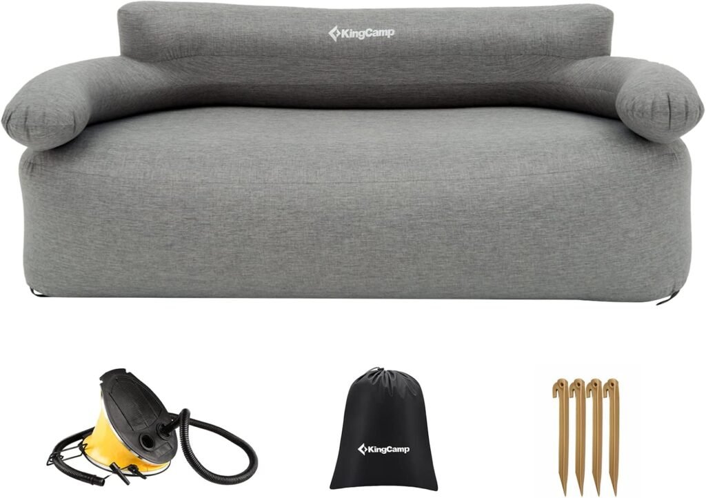 Opblaasbare bank met rugleuning en armleuning - opblaasbare sofa voor camping, strand en binnengebruik, comfortabele loungebank