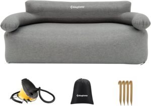 Opblaasbare bank met rugleuning en armleuning – Opblaasbare sofa loungebank voor camping strand – voor buiten en binnen reizen feesten