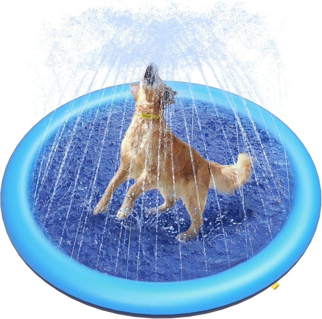 Honden spettermat 130 cm anti-slip hondenzwembad met watersproeier voor grote honden verkoeling en waterspeelgoed