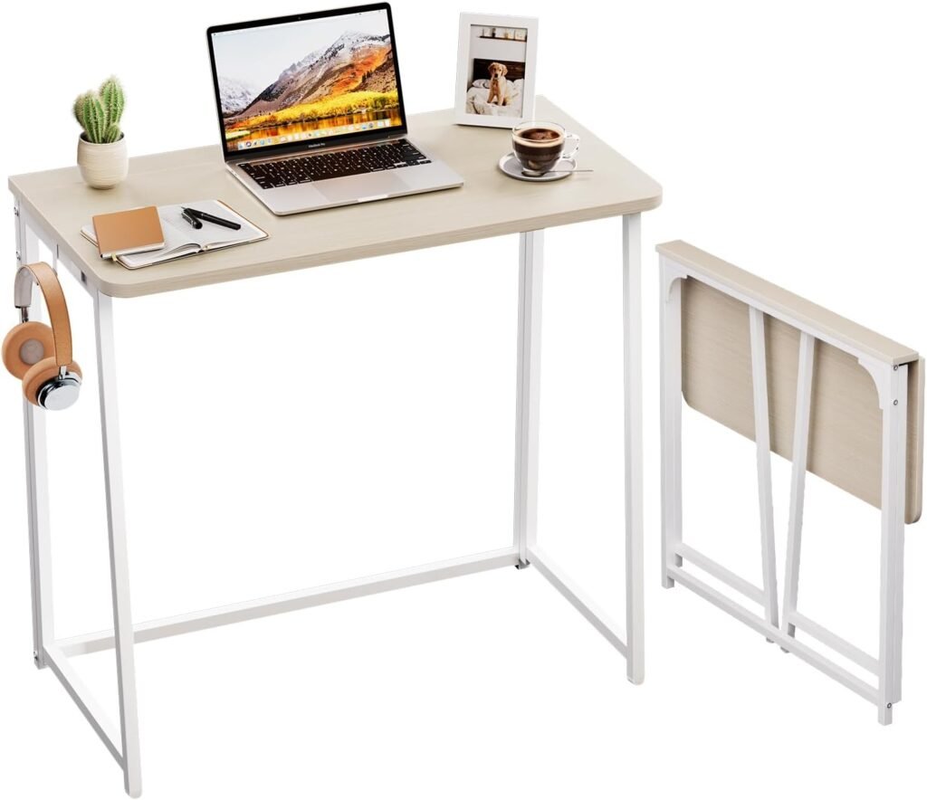 Opvouwbaar bureau 80 cm beige – compact vouwbureau voor kleine ruimtes en thuiswerk – ruimtebesparend schrijftafel ontwerp