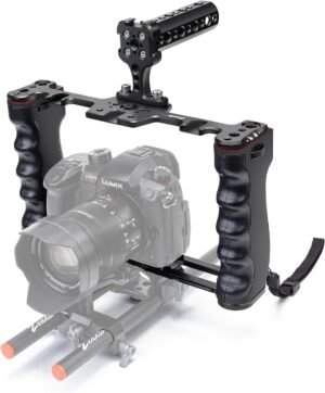 Camera video rig cage met top handle voor DSLR, actiecamera en camcorder – stabilisatie filmmaking kit voor professionele filmopnames