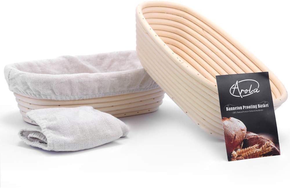 2 stuks 25 cm ovale brood banneton rijsmand rattan linnen voering bakmand zuurdesem brooddeeg bakaccessoire handgeweven