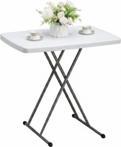 Inklapbare Ronde Bijzettafel Glas en Metaal – Salontafel en Balkontafel voor Binnen en Buiten – Weerbestendige Tuin Tafel – Ruimtebesparend en Makkelijk Schoon te Maken